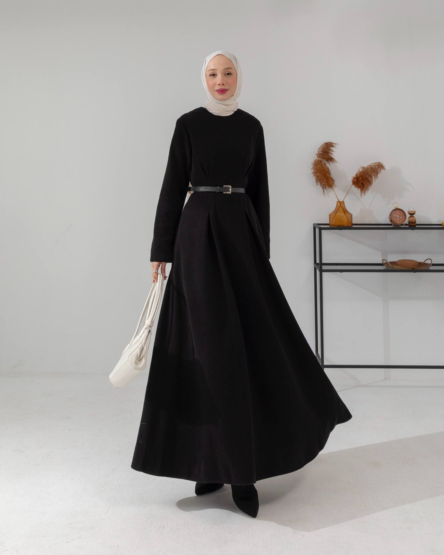 Meri Store Kleid mit Gürtel 6582 Schwarz