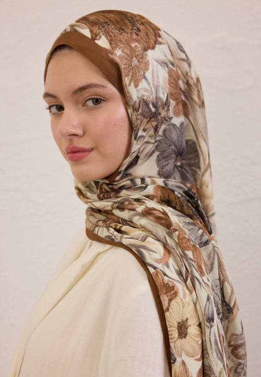 FreshScarfs Rami Hijab Vintage Garden Kahve