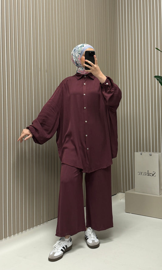 100% Lyocell 2-teiler Set Bordeaux