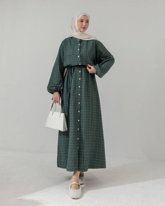 MeriStore Ekose Kleid Green 6404