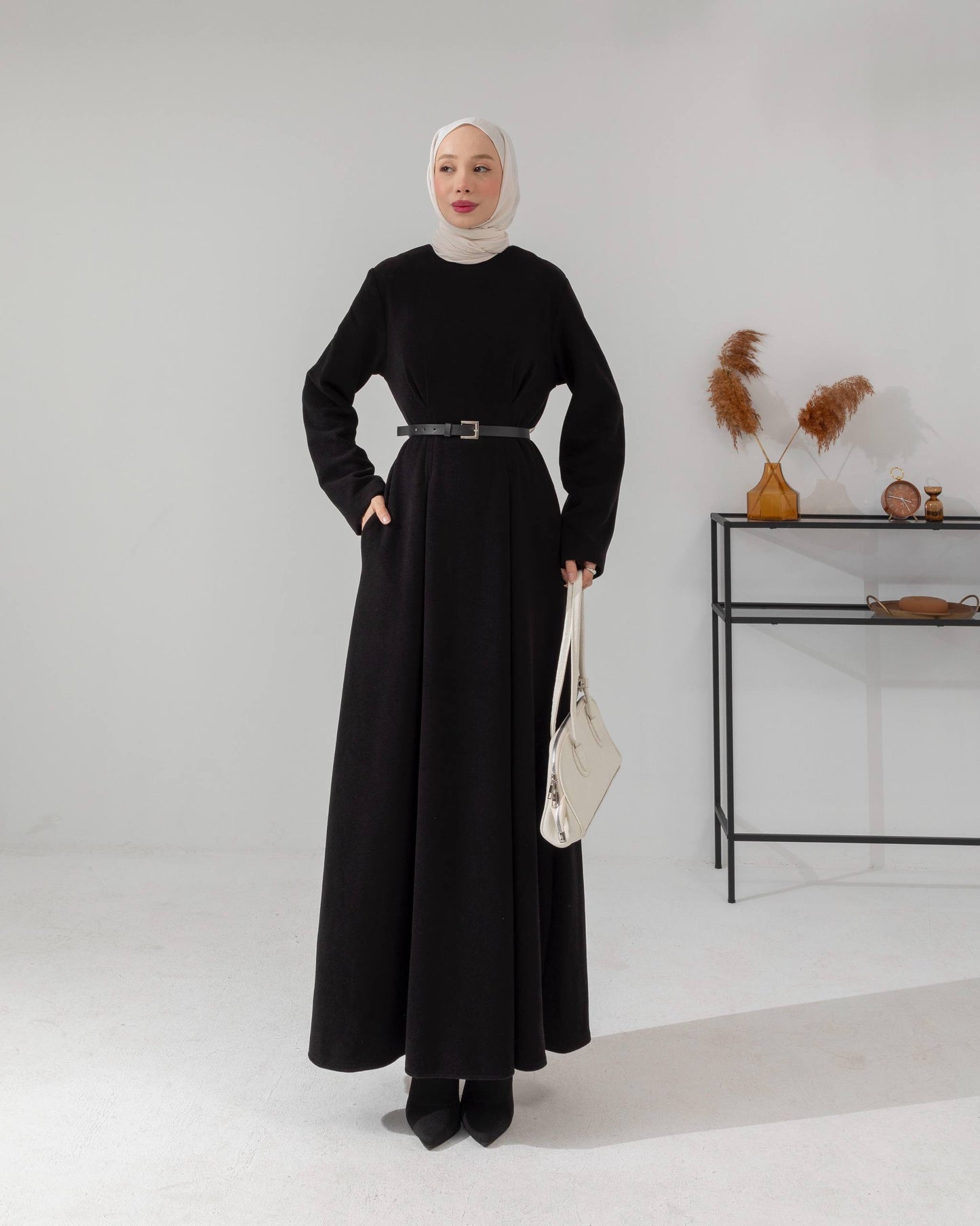 Meri Store Kleid mit Gürtel 6582 Schwarz