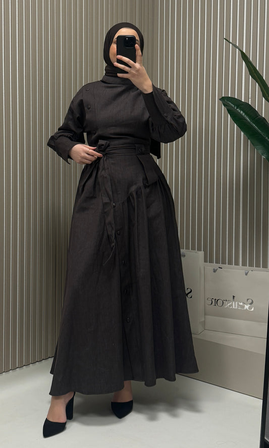 MOILA Kenza Denimkleid mit Knöpfen 614 Braun