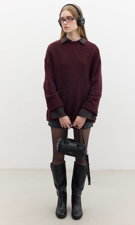 Manuka Oversize Strickpullover Bordeaux (4619)