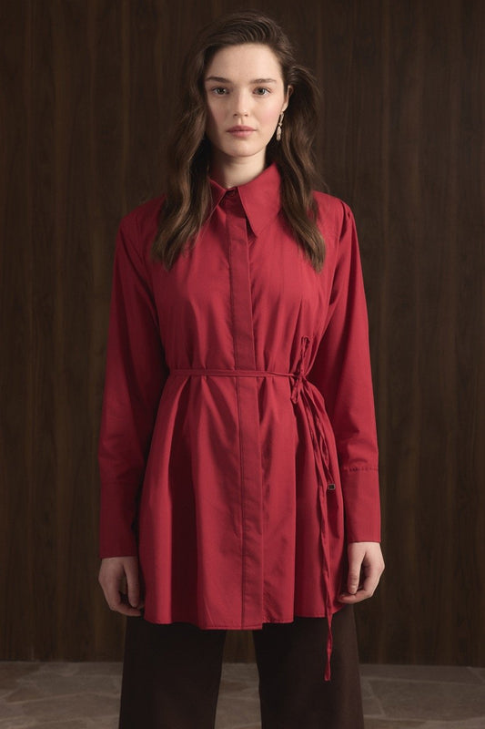Ahel Hemd mit Gürtel Rot 8260