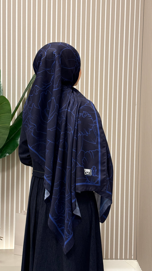 FLOWER Soft Vual Schal Marineblau