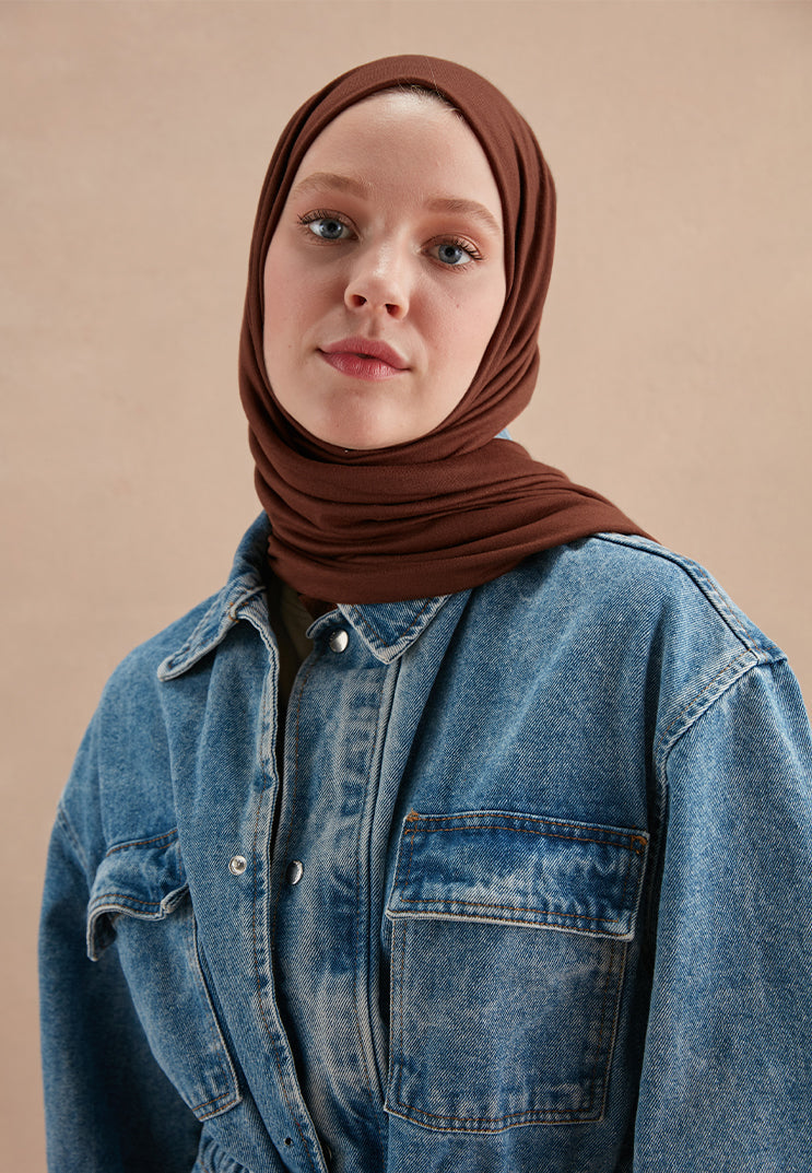 FreshScarfs Jersey Penye Cikolata Kahve