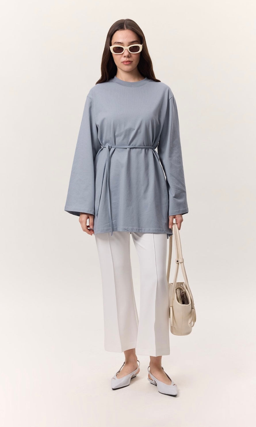 Manuka Oversize Langarm Shirt mit Gürtel