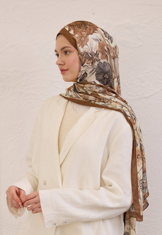 FreshScarfs Rami Hijab Vintage Garden Kahve