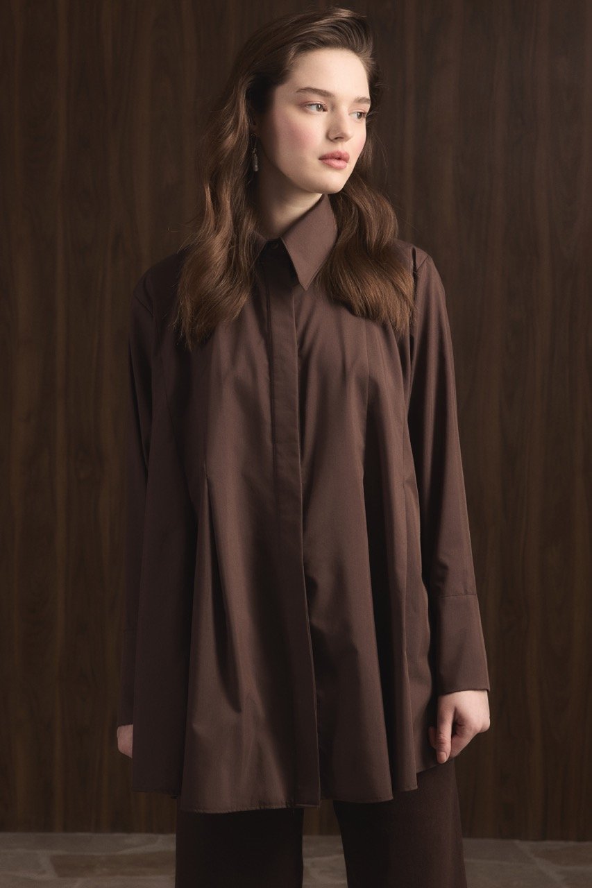 Ahel Hemd mit Gürtel Braun 8260