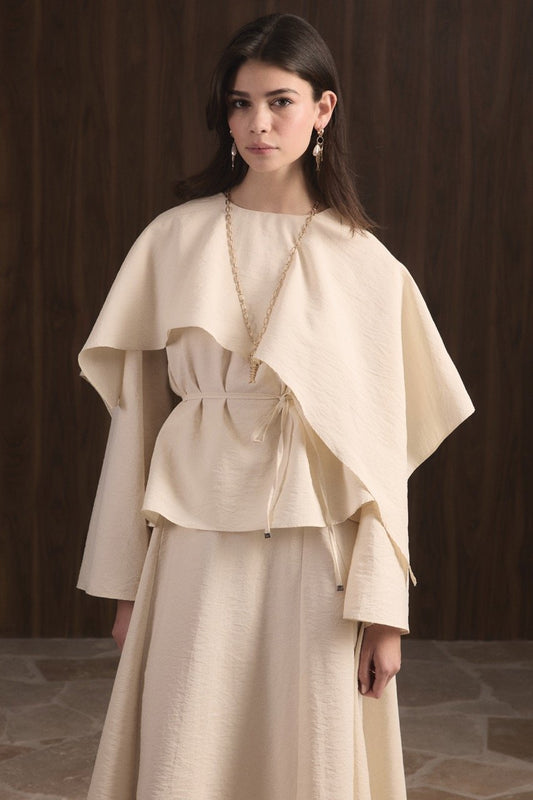 Ahel 2-teiler mit Schaldetail & Rock 8245 Ekru