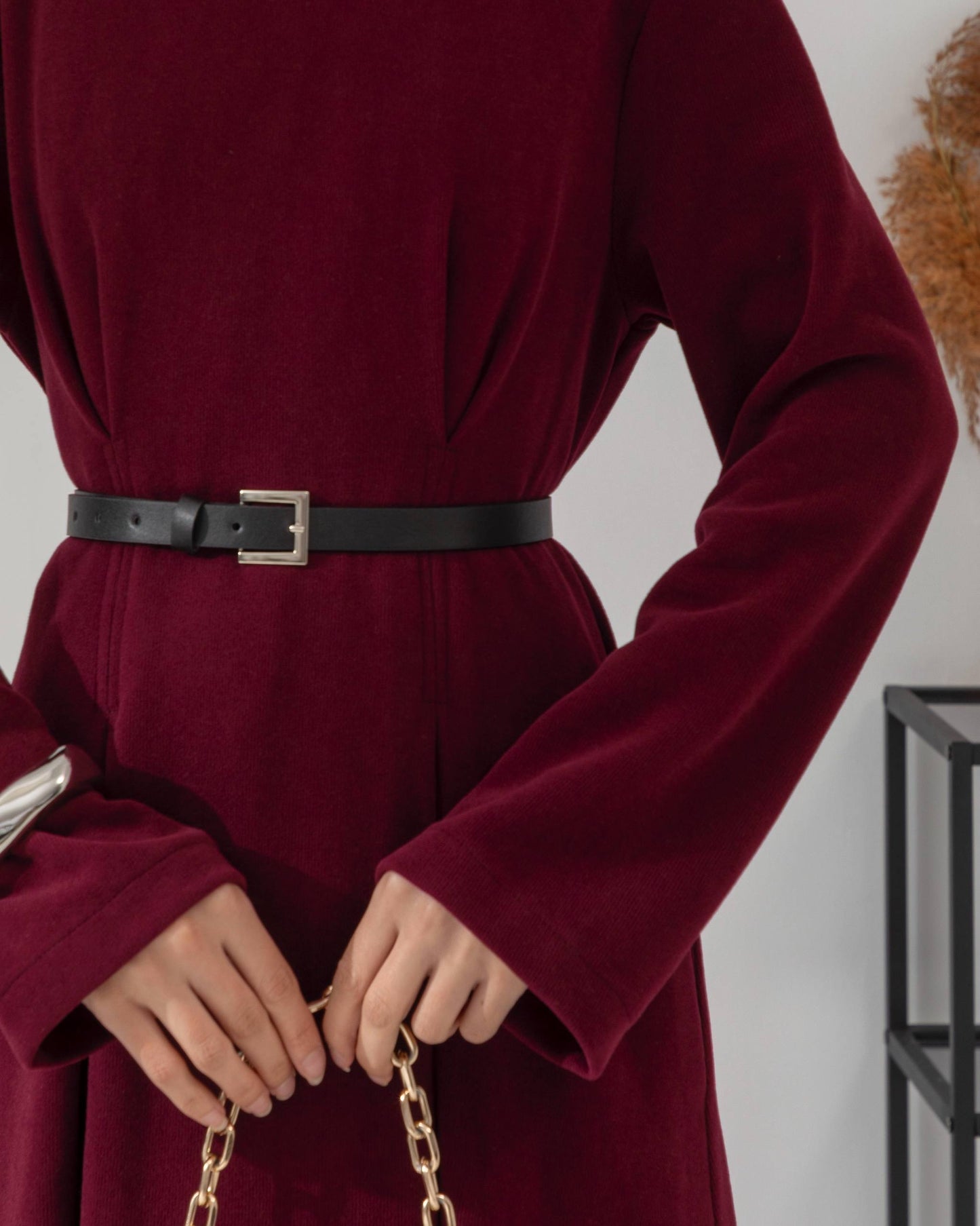 Meri Store Kleid mit Gürtel 6582 Bordeaux