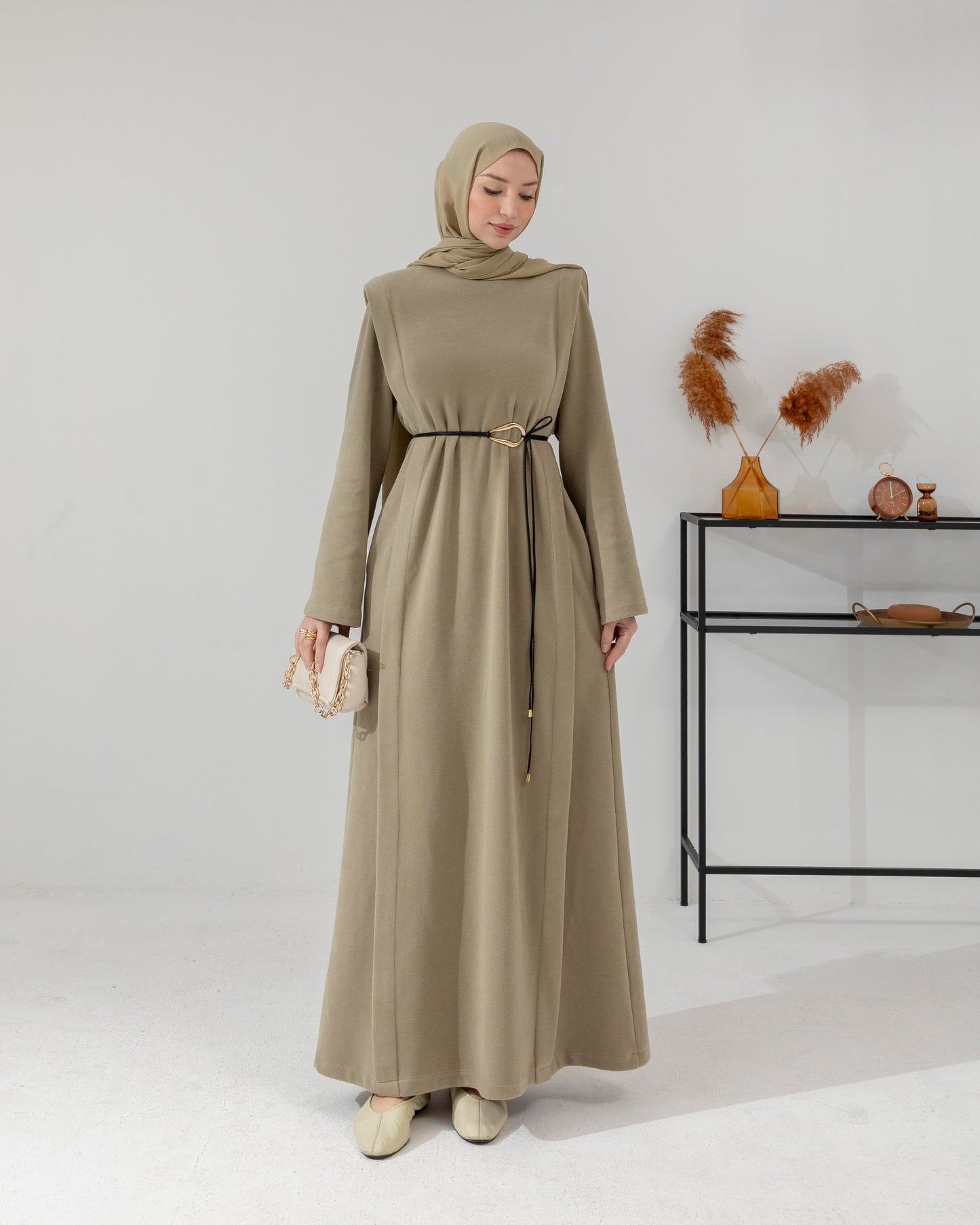 MeriStore Kleid mit Gürtel 6581 Olive