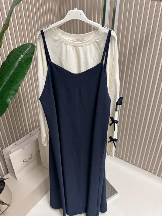 Jile Kleid mit Sweatshirt Marineblau